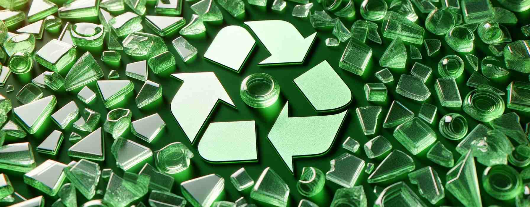 imagen cabecera con el símbolo del reciclaje con vidrio alrededor