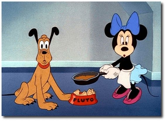 Minie y pluto con sarten