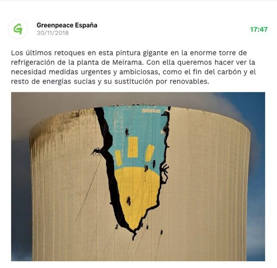 Publicación de Twitter de Greenpeace