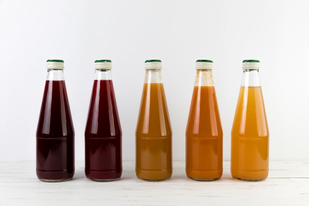botellas de vidrio de zumos