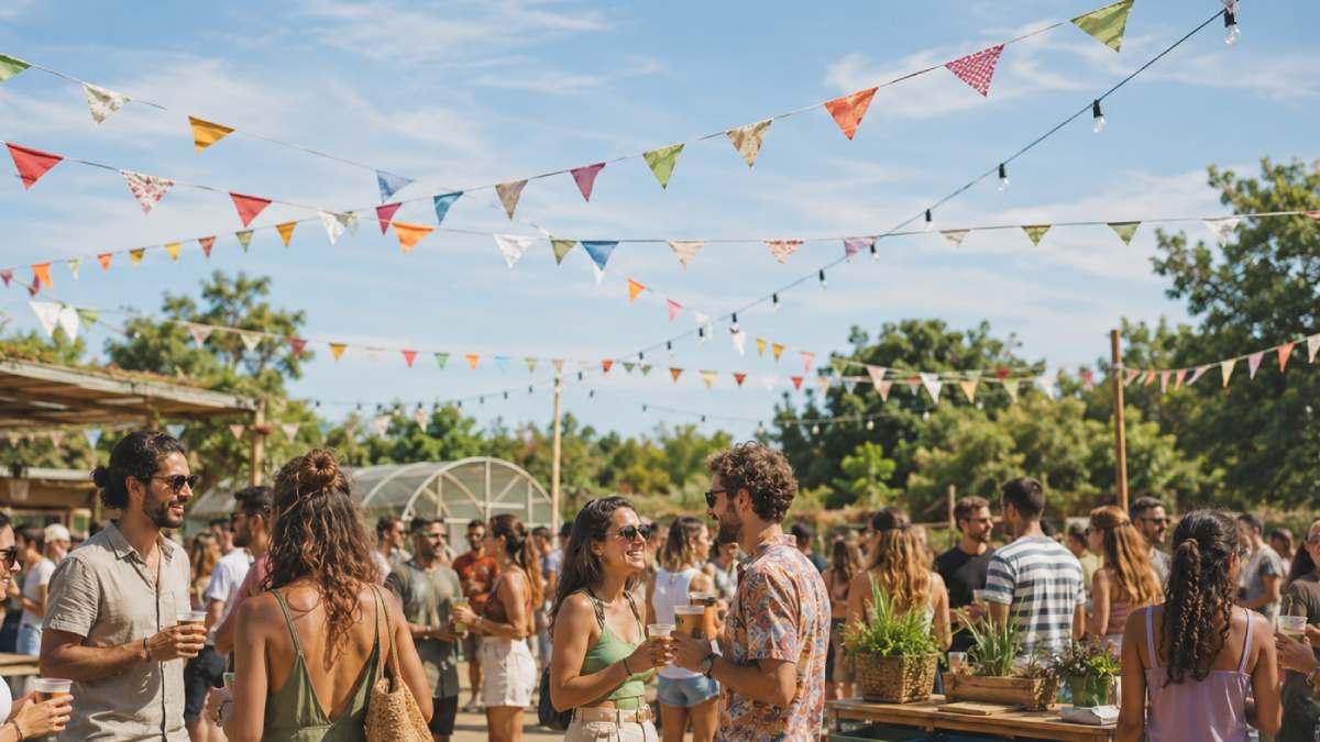 Grupo de personas en una fiesta sostenible