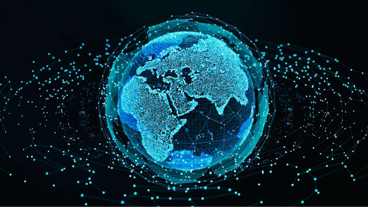 planeta tierra rodeada de inteligencia artificial