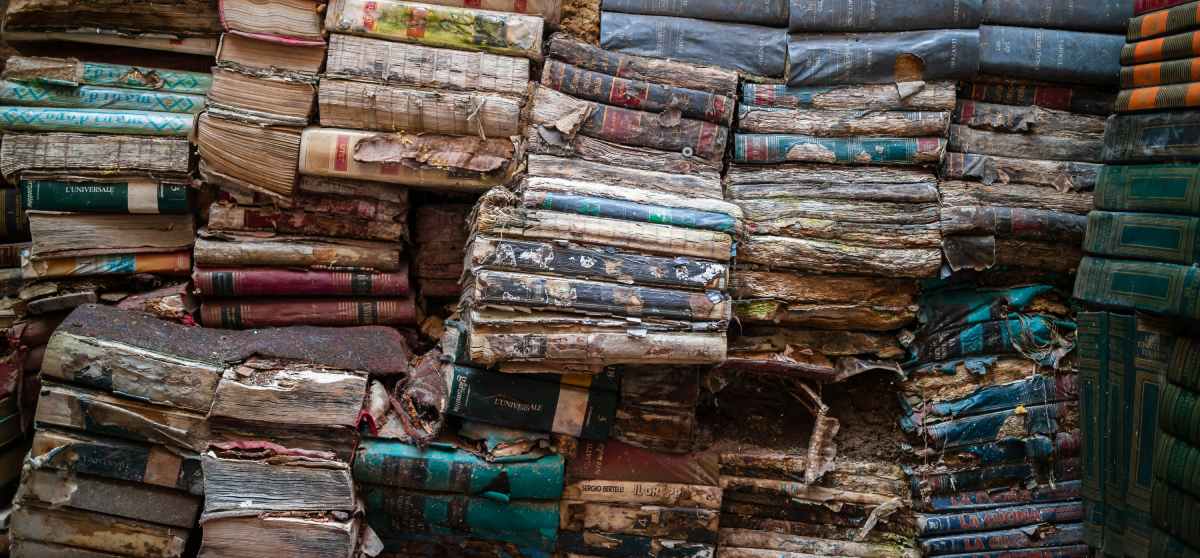 libros rescatados de la basura